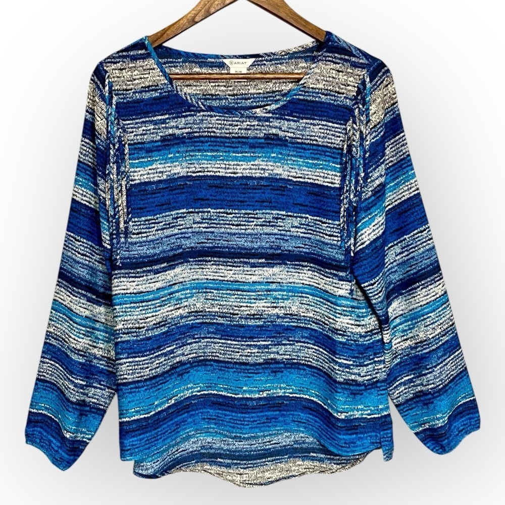 Ariat Blue Fringe Western Long Sleeve Blouse Size Medium